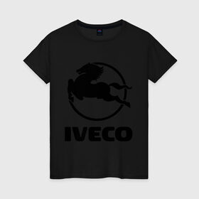 Женская футболка хлопок с принтом Iveco в Курске, 100% хлопок | прямой крой, круглый вырез горловины, длина до линии бедер, слегка спущенное плечо | iveco | автобренды | автолюбителям | бренд | ивеко | логотип