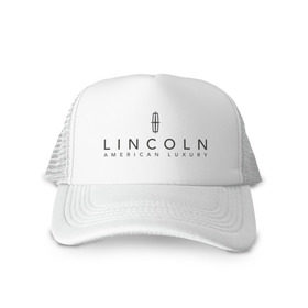 Кепка тракер с сеткой с принтом Lincoln logo в Курске, трикотажное полотно; задняя часть — сетка | длинный козырек, универсальный размер, пластиковая застежка | lincoln | автобренды | автолюбителям | бренд | линкольн | логотип