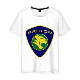 Мужская футболка хлопок с принтом Proton logo в Курске, 100% хлопок | прямой крой, круглый вырез горловины, длина до линии бедер, слегка спущенное плечо. | proton | автобренды | автолюбителям | бренд | для автовладельцев | для автолюбителей | логотип | протон