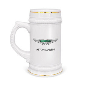Кружка пивная с принтом Aston Martin logo в Курске,  керамика (Материал выдерживает высокую температуру, стоит избегать резкого перепада температур) |  объем 630 мл | aston martin | автобренды | автолюбителям | астин мартин | астон мартин | бренд | для автовладельцев | для автолюбителей | логотип