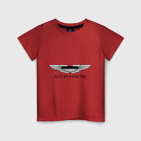 Детская футболка хлопок с принтом Logo Aston Martin в Курске, 100% хлопок | круглый вырез горловины, полуприлегающий силуэт, длина до линии бедер | aston martin | автобренды | автолюбителям | астин мартин | астон мартин | бренд | для автовладельцев | для автолюбителей | логотип