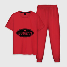 Мужская пижама хлопок с принтом Bugatti logo в Курске, 100% хлопок | брюки и футболка прямого кроя, без карманов, на брюках мягкая резинка на поясе и по низу штанин
 | bugati | bugatti | автобренды | автолюбителям | бренд | бугати | бугатти | для автовладельцев | для автолюбителей | логотип