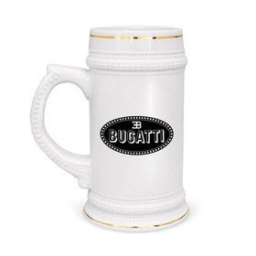 Кружка пивная с принтом Bugatti logo в Курске,  керамика (Материал выдерживает высокую температуру, стоит избегать резкого перепада температур) |  объем 630 мл | bugati | bugatti | автобренды | автолюбителям | бренд | бугати | бугатти | для автовладельцев | для автолюбителей | логотип