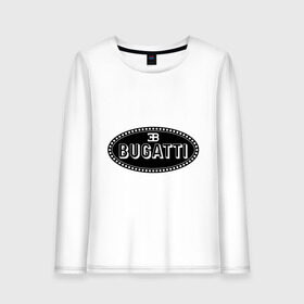 Женский лонгслив хлопок с принтом Bugatti logo в Курске, 100% хлопок |  | bugati | bugatti | автобренды | автолюбителям | бренд | бугати | бугатти | для автовладельцев | для автолюбителей | логотип