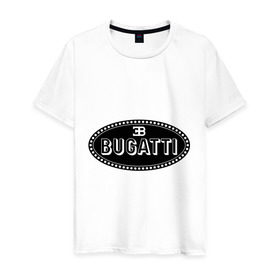 Мужская футболка хлопок с принтом Bugatti logo в Курске, 100% хлопок | прямой крой, круглый вырез горловины, длина до линии бедер, слегка спущенное плечо. | Тематика изображения на принте: bugati | bugatti | автобренды | автолюбителям | бренд | бугати | бугатти | для автовладельцев | для автолюбителей | логотип