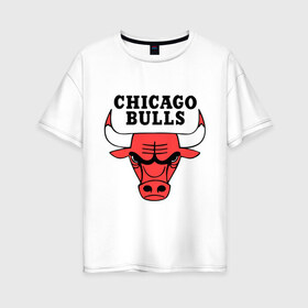 Женская футболка хлопок Oversize с принтом Chicago bulls logo в Курске, 100% хлопок | свободный крой, круглый ворот, спущенный рукав, длина до линии бедер
 | chicago bulls | newtop | swag | swag style | toplanding | одежда сваг | сваг | сваг стиль | свег | свог | свэг | чикаго булз