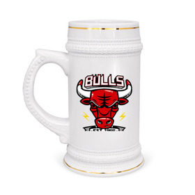 Кружка пивная с принтом Chicago bulls swag в Курске,  керамика (Материал выдерживает высокую температуру, стоит избегать резкого перепада температур) |  объем 630 мл | булс | чикаго