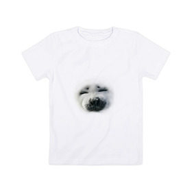 Детская футболка хлопок с принтом Пушистый морской котик в Курске, 100% хлопок | круглый вырез горловины, полуприлегающий силуэт, длина до линии бедер | Тематика изображения на принте: животные | звери | мордочка | нос