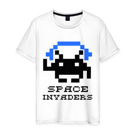 Мужская футболка хлопок с принтом Космический захватчик (space invaders) в Курске, 100% хлопок | прямой крой, круглый вырез горловины, длина до линии бедер, слегка спущенное плечо. | space invaders | космический захватчик