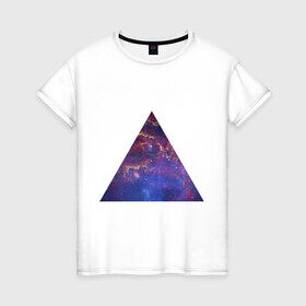 Женская футболка хлопок с принтом Triangle в Курске, 100% хлопок | прямой крой, круглый вырез горловины, длина до линии бедер, слегка спущенное плечо | интернет приколы | космическая тема | космос | пирамида | треугольник