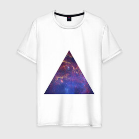 Мужская футболка хлопок с принтом Triangle в Курске, 100% хлопок | прямой крой, круглый вырез горловины, длина до линии бедер, слегка спущенное плечо. | интернет приколы | космическая тема | космос | пирамида | треугольник