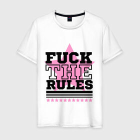 Мужская футболка хлопок с принтом Fuck the rules в Курске, 100% хлопок | прямой крой, круглый вырез горловины, длина до линии бедер, слегка спущенное плечо. | swag | swag style | одежда сваг | сваг | сваг стиль | свег | свог | свэг