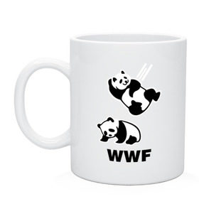 Кружка с принтом Панда WWF Wrestling Challenge в Курске, керамика | объем — 330 мл, диаметр — 80 мм. Принт наносится на бока кружки, можно сделать два разных изображения | панда