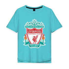 Мужская футболка хлопок Oversize с принтом Liverpool logo в Курске, 100% хлопок | свободный крой, круглый ворот, “спинка” длиннее передней части | ливерпуль
