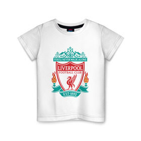 Детская футболка хлопок с принтом Liverpool logo в Курске, 100% хлопок | круглый вырез горловины, полуприлегающий силуэт, длина до линии бедер | ливерпуль