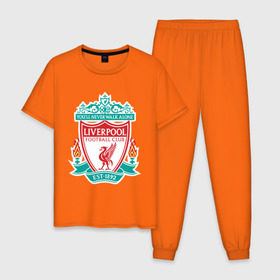Мужская пижама хлопок с принтом Liverpool logo в Курске, 100% хлопок | брюки и футболка прямого кроя, без карманов, на брюках мягкая резинка на поясе и по низу штанин
 | ливерпуль