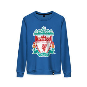 Женский свитшот хлопок с принтом Liverpool logo в Курске, 100% хлопок | прямой крой, круглый вырез, на манжетах и по низу широкая трикотажная резинка  | ливерпуль