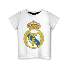 Детская футболка хлопок с принтом Real Madrid в Курске, 100% хлопок | круглый вырез горловины, полуприлегающий силуэт, длина до линии бедер | real madrid | реал | реал мадрид | фанаты | фк | футбол | футбольные клубы | футбольным фанатам
