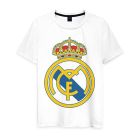 Мужская футболка хлопок с принтом Real Madrid в Курске, 100% хлопок | прямой крой, круглый вырез горловины, длина до линии бедер, слегка спущенное плечо. | real madrid | реал | реал мадрид | фанаты | фк | футбол | футбольные клубы | футбольным фанатам