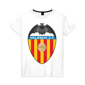 Женская футболка хлопок с принтом Валенсия в Курске, 100% хлопок | прямой крой, круглый вырез горловины, длина до линии бедер, слегка спущенное плечо | valencia | болельщикам | валенсия | для болельщиков | испанские клубы | фк | футбол | футбольные клубы