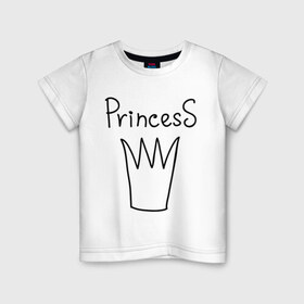 Детская футболка хлопок с принтом PrincesS picture в Курске, 100% хлопок | круглый вырез горловины, полуприлегающий силуэт, длина до линии бедер | princess | девушкам | для девушек | корона | подарок девушке
