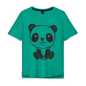 Мужская футболка хлопок Oversize с принтом Панда рисунок в Курске, 100% хлопок | свободный крой, круглый ворот, “спинка” длиннее передней части | Тематика изображения на принте: панда