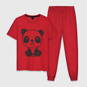 Мужская пижама хлопок с принтом Панда рисунок в Курске, 100% хлопок | брюки и футболка прямого кроя, без карманов, на брюках мягкая резинка на поясе и по низу штанин
 | панда