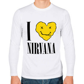 Мужской лонгслив хлопок с принтом I love Nirvana в Курске, 100% хлопок |  | i love nirvana | nirvana | нирвана | я люблю нирвану