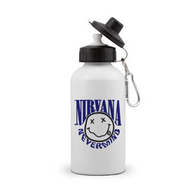 Бутылка спортивная с принтом Nevermind Nirvana в Курске, металл | емкость — 500 мл, в комплекте две пластиковые крышки и карабин для крепления | kurt kobain | nirvana | курт кобейн | музыкальные группы | нирвана | рок группы