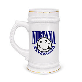 Кружка пивная с принтом Nevermind Nirvana в Курске,  керамика (Материал выдерживает высокую температуру, стоит избегать резкого перепада температур) |  объем 630 мл | kurt kobain | nirvana | курт кобейн | музыкальные группы | нирвана | рок группы