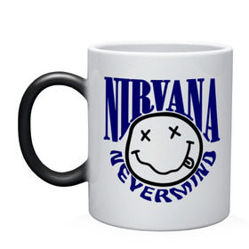 Кружка хамелеон с принтом Nevermind Nirvana в Курске, керамика | меняет цвет при нагревании, емкость 330 мл | kurt kobain | nirvana | курт кобейн | музыкальные группы | нирвана | рок группы