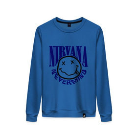 Женский свитшот хлопок с принтом Nevermind Nirvana в Курске, 100% хлопок | прямой крой, круглый вырез, на манжетах и по низу широкая трикотажная резинка  | kurt kobain | nirvana | курт кобейн | музыкальные группы | нирвана | рок группы