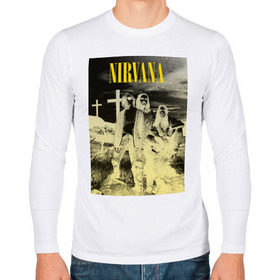Мужской лонгслив хлопок с принтом Nirvana Poster в Курске, 100% хлопок |  | kurt kobain | nirvana | курт кобейн | музыкальные группы | нирвана | рок группы