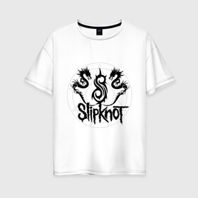 Женская футболка хлопок Oversize с принтом Slipknot dragons logo в Курске, 100% хлопок | свободный крой, круглый ворот, спущенный рукав, длина до линии бедер
 | metall | punk | rock | slipknot | метал | металл | нью метал | панк | панк рок | рок | слипкнот