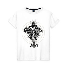 Женская футболка хлопок с принтом Slipknot illustration masks в Курске, 100% хлопок | прямой крой, круглый вырез горловины, длина до линии бедер, слегка спущенное плечо | metall | punk | rock | slipknot | метал | металл | нью метал | панк | панк рок | рок | слипкнот