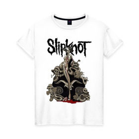 Женская футболка хлопок с принтом Slipknot illustration skulls в Курске, 100% хлопок | прямой крой, круглый вырез горловины, длина до линии бедер, слегка спущенное плечо | metall | punk | rock | slipknot | метал | металл | нью метал | панк | панк рок | рок | слипкнот