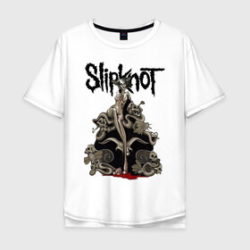 Мужская футболка хлопок Oversize с принтом Slipknot illustration skulls в Курске, 100% хлопок | свободный крой, круглый ворот, “спинка” длиннее передней части | metall | punk | rock | slipknot | метал | металл | нью метал | панк | панк рок | рок | слипкнот