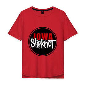 Мужская футболка хлопок Oversize с принтом Slipknot iowa logo в Курске, 100% хлопок | свободный крой, круглый ворот, “спинка” длиннее передней части | metall | punk | rock | slipknot | метал | металл | нью метал | панк | панк рок | рок | слипкнот