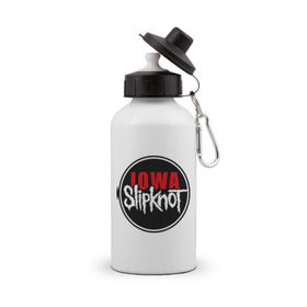 Бутылка спортивная с принтом Slipknot iowa logo в Курске, металл | емкость — 500 мл, в комплекте две пластиковые крышки и карабин для крепления | metall | punk | rock | slipknot | метал | металл | нью метал | панк | панк рок | рок | слипкнот