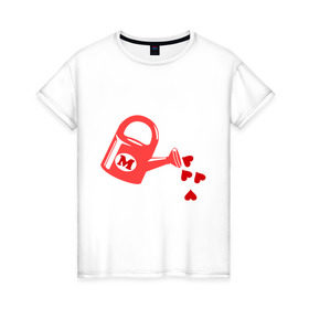 Женская футболка хлопок с принтом Мамина любовь в Курске, 100% хлопок | прямой крой, круглый вырез горловины, длина до линии бедер, слегка спущенное плечо | 