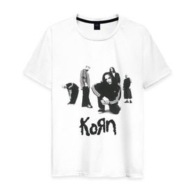 Мужская футболка хлопок с принтом Korn 5 в Курске, 100% хлопок | прямой крой, круглый вырез горловины, длина до линии бедер, слегка спущенное плечо. | corn | корн | метал | металика | панк рок | рок