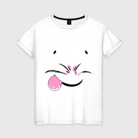 Женская футболка хлопок с принтом Довольная мордочка в Курске, 100% хлопок | прямой крой, круглый вырез горловины, длина до линии бедер, слегка спущенное плечо | девушкам | мордочка | мышка | хомяк