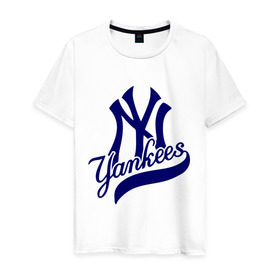 Мужская футболка хлопок с принтом NY - Yankees в Курске, 100% хлопок | прямой крой, круглый вырез горловины, длина до линии бедер, слегка спущенное плечо. | new york yankees | swag | нью йорк янкис | сваг | свэг
