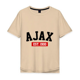Мужская футболка хлопок Oversize с принтом FC Ajax Est. 1900 в Курске, 100% хлопок | свободный крой, круглый ворот, “спинка” длиннее передней части | fc ajax est. 1900 | аякс | фк ajax | фк аякс
