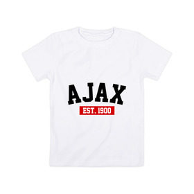 Детская футболка хлопок с принтом FC Ajax Est. 1900 в Курске, 100% хлопок | круглый вырез горловины, полуприлегающий силуэт, длина до линии бедер | fc ajax est. 1900 | аякс | фк ajax | фк аякс