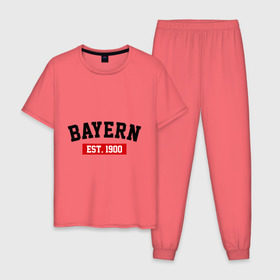 Мужская пижама хлопок с принтом FC Bayern Est. 1900 в Курске, 100% хлопок | брюки и футболка прямого кроя, без карманов, на брюках мягкая резинка на поясе и по низу штанин
 | bayern | fc bayern | fc bayern est 1900 | баерн
