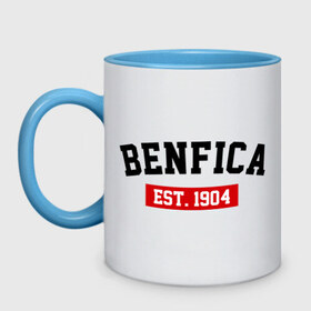Кружка двухцветная с принтом FC Benfica Est. 1904 в Курске, керамика | объем — 330 мл, диаметр — 80 мм. Цветная ручка и кайма сверху, в некоторых цветах — вся внутренняя часть | Тематика изображения на принте: 