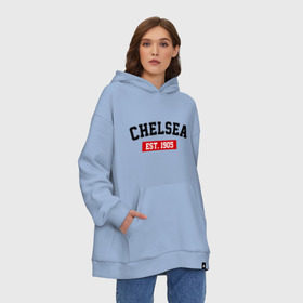 Худи SuperOversize хлопок с принтом FC Chelsea Est. 1905 в Курске, 70% хлопок, 30% полиэстер, мягкий начес внутри | карман-кенгуру, эластичная резинка на манжетах и по нижней кромке, двухслойный капюшон
 | chelsea | fc chelsea | fc chelsea est 1905 | фк chelsea | фк челси | челси