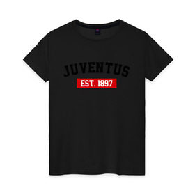 Женская футболка хлопок с принтом FC Juventus Est. 1897 в Курске, 100% хлопок | прямой крой, круглый вырез горловины, длина до линии бедер, слегка спущенное плечо | fc juventus | juventus | ювентус