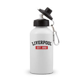 Бутылка спортивная с принтом FC Liverpool Est. 1892 в Курске, металл | емкость — 500 мл, в комплекте две пластиковые крышки и карабин для крепления | ливерпуль
